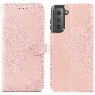imoshion Hoesje - Geschikt voor Samsung Galaxy S21 - Mandala Bookcase - Rosé Goud