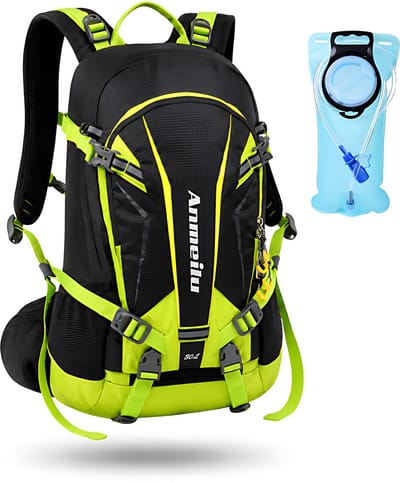 CarryQuest® - 20L Fietsrugzak Schoudertas - Nylon Hydratatierugzak met Regenhoes, Hydratatie-indeling, Rugventilatie & Front-/Toploader - 47x28x16 cm - Groen