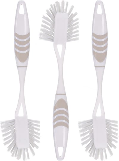 Afwasborstel met ophang lus - 3x stuks - grijs - 29 cm
