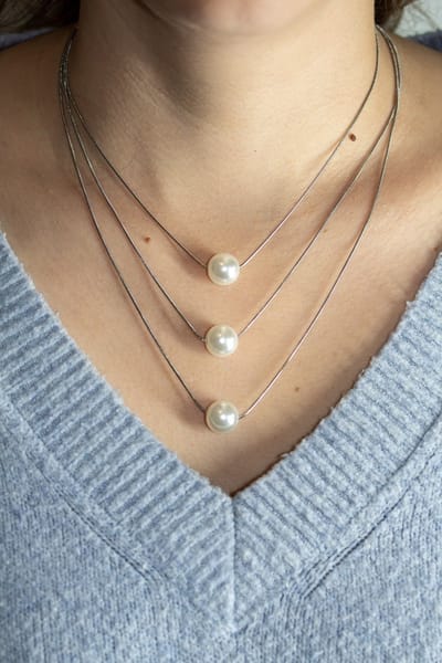 Tripple parel Premium Stainless Steel ketting | ketting dames | sieraden vrouw | Zilverana | stainless steel