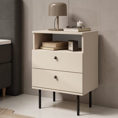 Meubella - Nachtkastje Hidde 2 - Beige - 50 cm