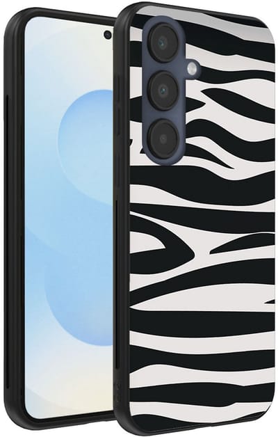 Smartphonica Telefoonhoesje Geschikt voor Samsung Galaxy S25 met zebra opdruk - TPU backcover case zebra design - Zwart Wit geschikt voor Samsung Galaxy S25