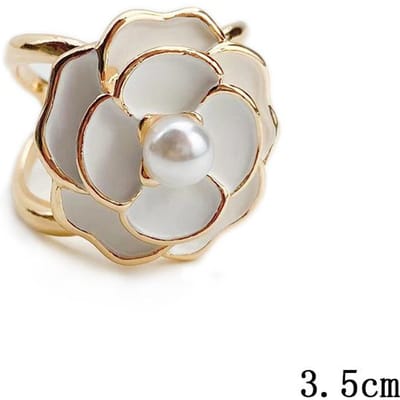 Eenvoudige zijden sjaal gesp sieraden broche, Camellia, Retro temperament, High-end, Licht, Luxe, Mode accessoires wit