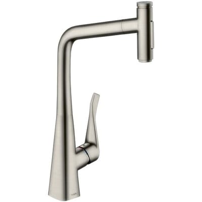 Hansgrohe M71 M7117-H320 1-gats keukenkraan m. uittrekbare handdouche m. 110°/150° draaibare uitloop RVS
