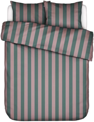 Essenza Minte Stripe Dekbedovertrek Woodrose - Dark teal - Tweepersoons – 200x200/220 cm