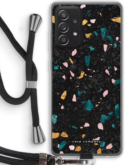 Case Company® - Hoesje met koord geschikt voor Samsung Galaxy A52s 5G hoesje met Koord - Terrazzo N°10 - Telefoonhoesje met Zwart Koord - Bescherming aan alle Kanten en Over de Schermrand
