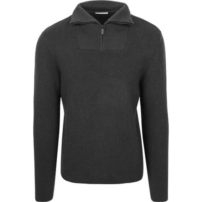 KnowledgeCotton Apparel Half Zip Pullover Merino Antraciet - Maat M - Heren - Pullovers