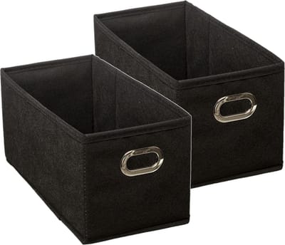 5Five Opbergmand/kastmand - Set van 4x stuks - zwart - linnen - 7 liter - 31 x 15 x 15 cm - Opbergbox - Vakkenkast manden