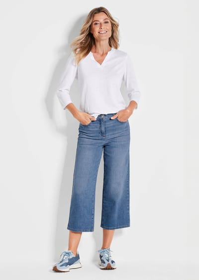 Comfortabele culotte in verkorte lengte - lichtblauw - Gr. 38 van Goldner Fashion