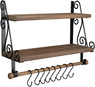Famanu - Houten wandplank set, zwevend design voor woonkamer, badkamer of keuken