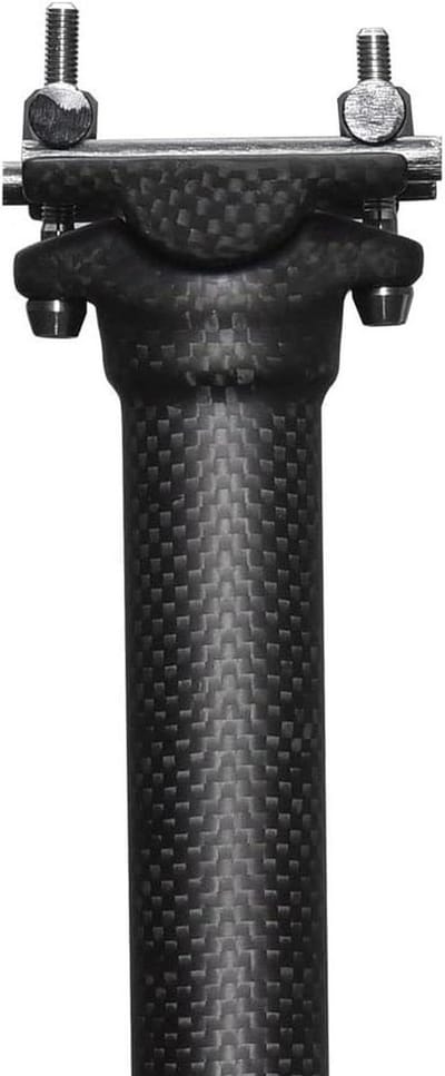 Fiets Zadelpen Carbon - Zadelbuis MTB - Comfortabel Fietsen - Titanium Schroeven - 27.2/31.6mm - Mat Zwart