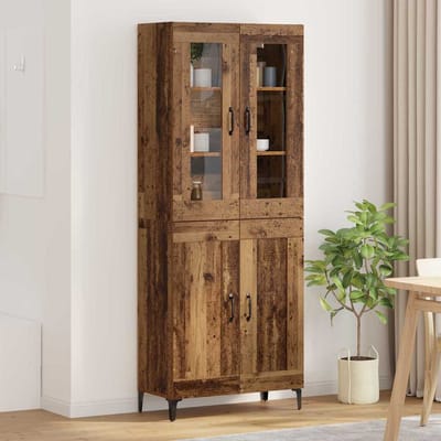 vidaXL - Highboard - Oud - Hout - 69,5 - x - 34 - x - 180 - cm - Bewerkt - hout
