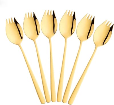 Stainless steel buffet bestekset met 6 saladesp forks en 2-in-1 lepel en vork voor feesten en diners