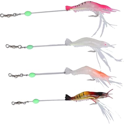 4 stuks 6,5g Vissersgarnalen Lokaas Set Kunstmatig Zacht PVC Aas Lichtgevend Swimbait met Haken voor white