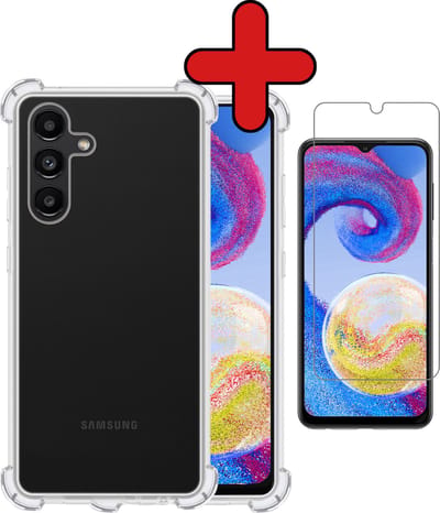 Hoesje - Met Screenprotector - Geschikt voor Samsung Galaxy A04s - Sterk & Shockproof - Back Cover - Siliconen Case - Telefoon Hoes - Shock Proof - Telefoonhoes - Transparant