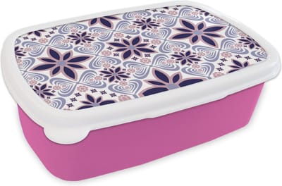 Broodtrommel Roze - Lunchbox - Brooddoos - Bloemen - Luxe - Design - 18x12x6 cm - Kinderen - Meisje