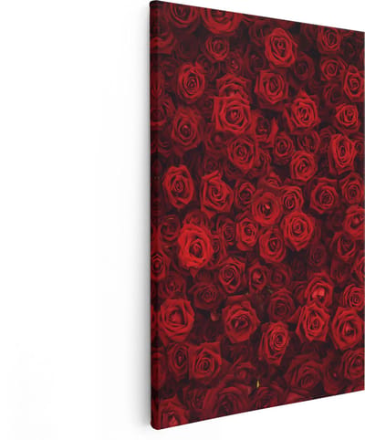 Artaza Canvas Schilderij Rode Rozen - 80x120 cm - Groot - Wanddecoratie Bloemen - Muurdecoratie Bloemen Woonkamer - Schilderijen Op Canvas