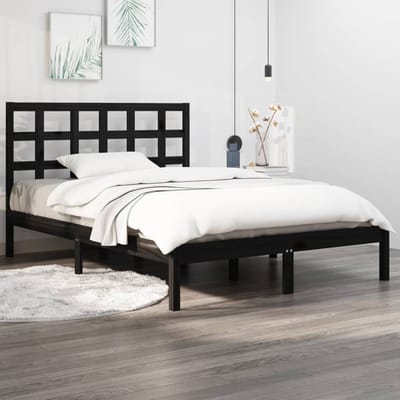 vidaXL - Bedframe - massief - hout - zwart - 140x190 - cm