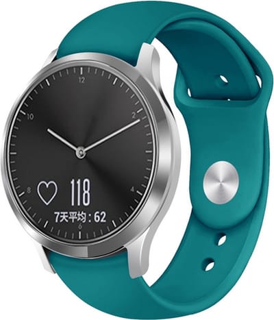 By Qubix - Geschikt voor Garmin bandje - 18mm - Geschikt voor Garmin Venu 3s / Vivoactive 4s / Venu 2s / Vivomove 3s / Forerunner 255s / 265s - Sportbandje - Maat: Large - Dennengroen