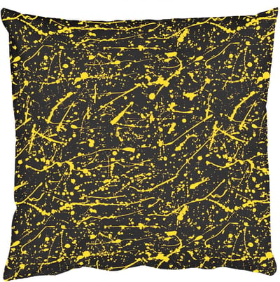 Sierkussens - Kussentjes Woonkamer - 50x50 cm - Spat - Waterverf - Geel - Zwart