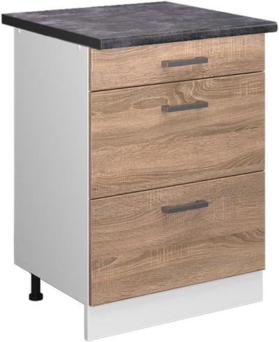 Keukenkast met Lades en Werkblad Sonoma Wit Grijs 60 cm