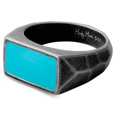 Jax Turquoise & Grijze Stalen Zegelring