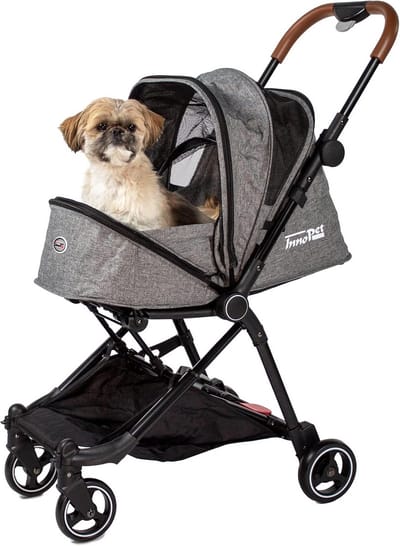 Hondenwagen grijs - comfortabele huisdier buggy voor stad en uitstapjes