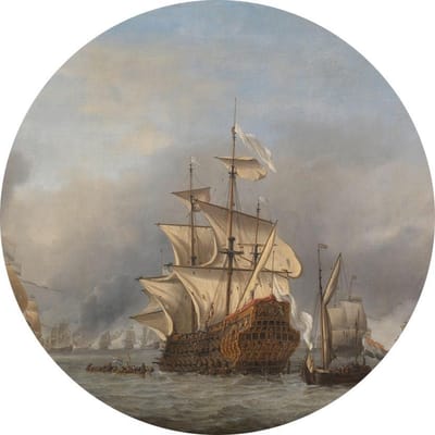 De verovering van de Royal Prince, Willem van de Velde - Foto op Behangcirkel - ⌀ 40 cm