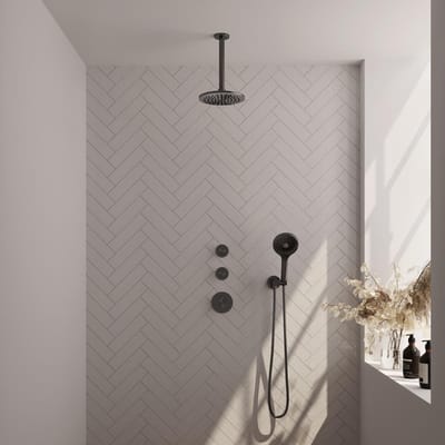 Brauer Gunmetal Edition Thermostatische Regendoucheset Inbouw - Hoofddouche 20 cm - Handdouche 3 Standen - Doucheslang - Wandaansluitbocht - Gunmetal