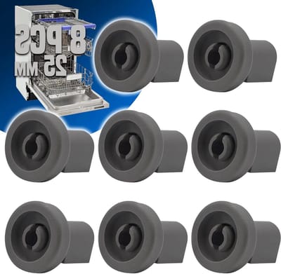 Vaatwasser Wielen - Mand Wieltjes - Soepel Gebruik - Set van 8 stuks - 25 mm Diameter - Grijs