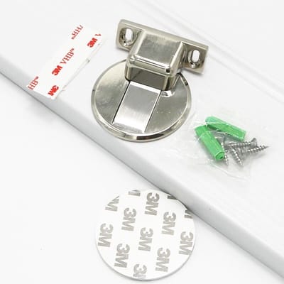 Jinate Magnetische Deurstopper - Zelfklevend - Met of Zonder Boren - Zilver - 1 Set - Geschikt voor alle vloeren - uitermate geschikt voor vloer met vloerverwarming