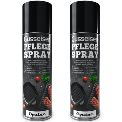 Oputec 2x 500ml gietijzer onderhoudsspray | cast iron care oil spray | 100% plantaardig | made in Germany