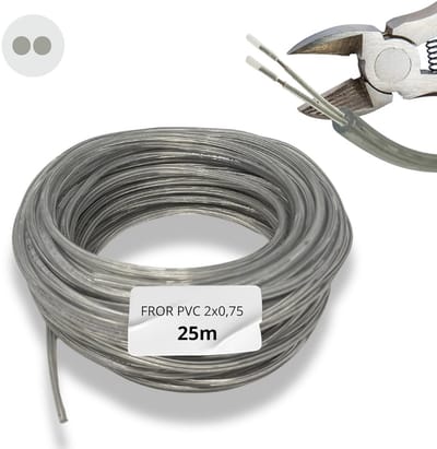 25 meter Elektrische Kabel 2x0.75 - Transparant Gepolariseerd - Dubbele PVC Isolatie - Installatiekabel - Ronde Slangkabel
