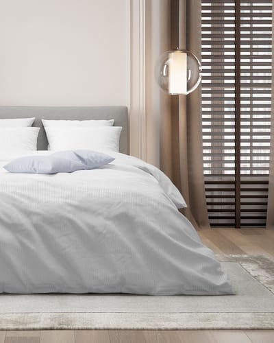 Mistral Home - DEKBEDOVERTREK - katoensatijnstreep - 140 x 200 cm + 65 x 65 cm - eenpersoons - satijnstreep - wit