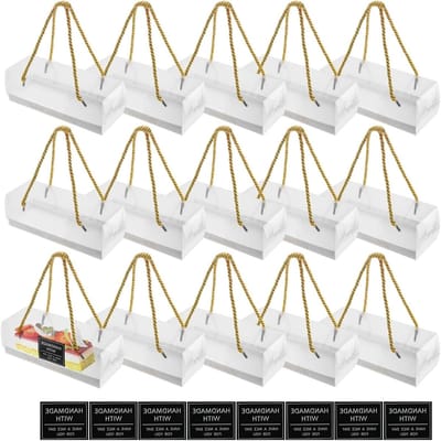 20 Stuks Swiss Roll Dozen met Handvat en Stickers, Perfect voor Taartverpakking en Feestjes, Transparant en Handig voor Bakkerij en Kerst