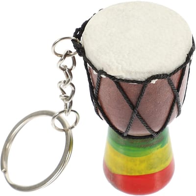 Dailygoods - Djembe Drum Sleutelhanger - Mini Houten Drum - Authentiek Design - 5 x 3 x 3 cm - Kongo-trommel Sleutelhanger - Muziekinstrument - Voor S...