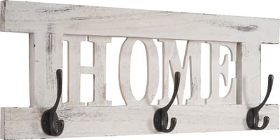 Wandkapstok MCW-C60 Home, kapstok, kapstokpaneel, shabby look vintage 55x21cm ~ wit, shabby