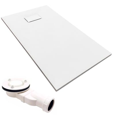 Bad Land VIDAR douchebak - rechthoek - 100 x 80 x 3,2 cm - wit - met afvoerset