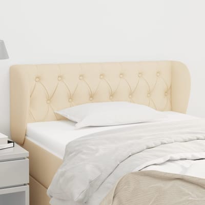 vidaXL - Hoofdbord - met - randen - 93x23x78/88 - cm - stof - crèmekleurig