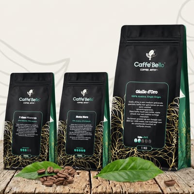 CAFFÈ BELLO Coffee Lovers Box – Proefpakket Koffiebonen 1,5 kg – Premium Blend – Koffie Cadeaupakket – Geschikt voor Volautomaat
