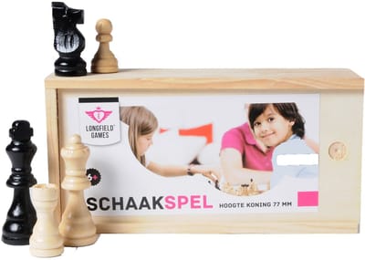 Dailygoods- Schaakstukken Hout - Schaakspel - Bordspellen - Bordspellen voor Volwassenen - Traditioneel Spel - Kist No.3 - Bordspel