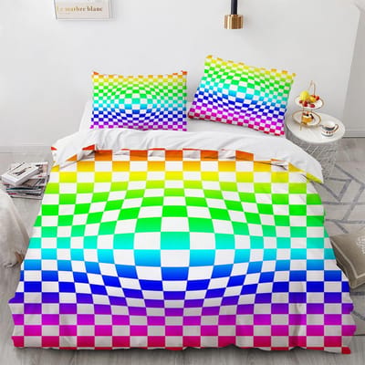 Ensemble Housse de Couette à Rayures Plaid Polyester Ensemble de Literie pour Enfants Adolescents Adultes King Queen Taille Complète Housse de Couette Noir et Blanc US Twin(172x218cm)