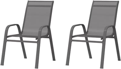 Stapelbare Tuinstoelen - Buitenstoelen Set - Terras Dineren - Ruimtebesparend Stapelbaar - 55 x 65 x 89 cm - Grijs