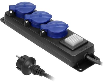 Orno Heavy-duty Stekkerdoos voor buiten - Verlengsnoer buiten 3 voudig - kabellengte 3 meter - IP44 - Zwart/blauw