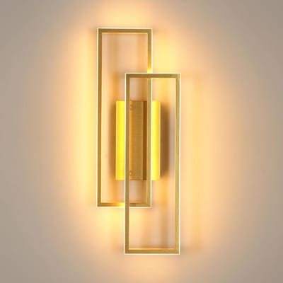 Moderne Rechthoekige LED Wandlamp 32W Warm Wit Gouden Afwerking