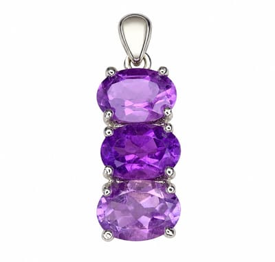 925 Zilveren Amethist Hanger – Luxe Paarse Edelsteen Pendant Dames – Rhodium Plated Sterling Silver Kettinghanger