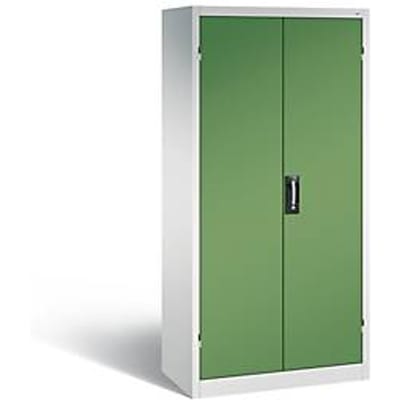 C+P acculaderkast Basic met deuren van massief plaatstaal, H 1950 x B 930 x D 500 mm, lichtgrijs/resedagroen