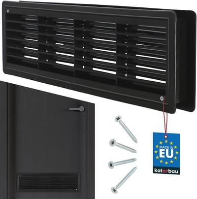 Ventilatierooster 13,5 x 48,8 cm - Zwart kunststof deurventilatie rooster voor optimale luchtcirculatie
