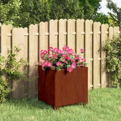 vidaXL - Plantenbak - met - poten - roestig - 30x30x30 - cm - cortenstaal