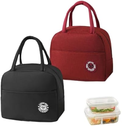2 Stuks Geïsoleerde Lunchtassen, 6L Thermische Picknicktassen Voedselzak, Mini-Koeltas met Geïsoleerde Aluminiumfolie, Waterdichte Mini-lunchtas, Opvouwbare Koeltassen voor Thuis, Kantoor, Reis